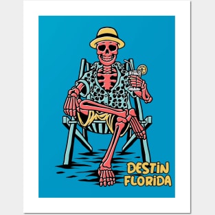 Funny Destin Florida Beach Skeleton Sunburn Souvenir Posters and Art